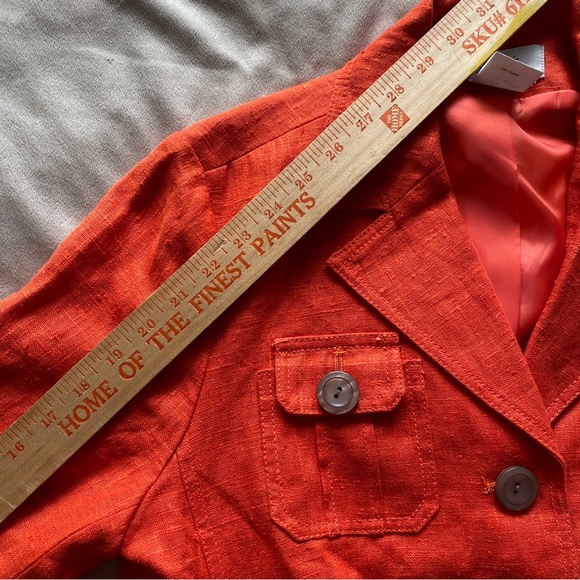 Harve Bernard Linen Blazer Womens 10 Orange Bright Career Wear Office Statement - Picture 10 of 12